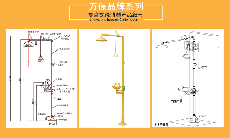 小踏板不銹鋼ABS涂層復合式洗眼器產品細節